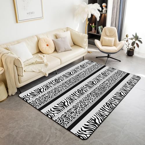 Tapis de sol anti-tache avec support caoutchouc imprimé léopard