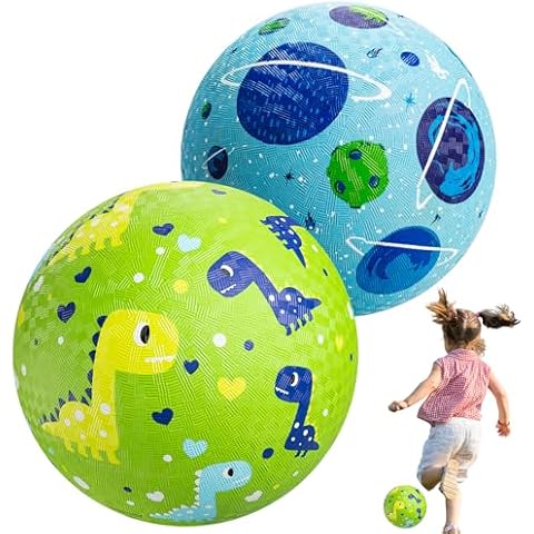 U&C Planet 2 Packs Playground Balls for Toddler Kids 8.5 inches Cartoon Rubber Ball with Pump Dodgeball Kickball Outdoor Indoor Ball Game Great Gift for Boys Girls Aged 1 and Above Cover