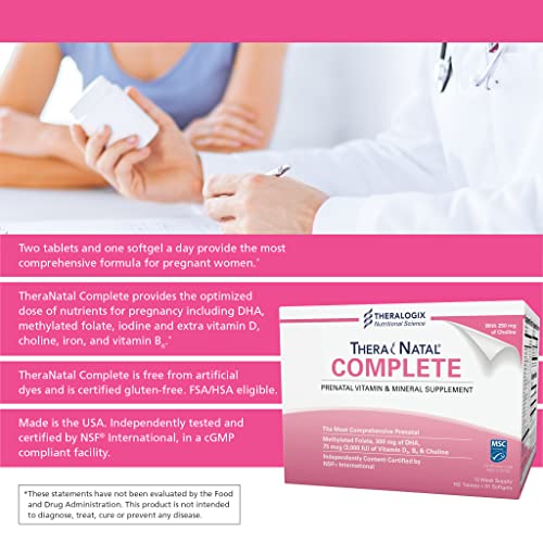 Theranatal Complete Prenatal Vitamin With Dha, Folic Acid, Choline, & More (13 Week Supply) | Prenatal Vitamins For Women | Comprehensive Pre Natal Multivitamin Formula, Nsf Certified #TOP3