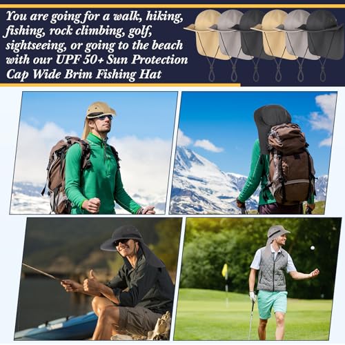 Image of Therwen Sun Hats with Neck Flap for Men Women Unisex Hiking Safari Hat Wide Brim UV Sun Protection Cap for Outdoor