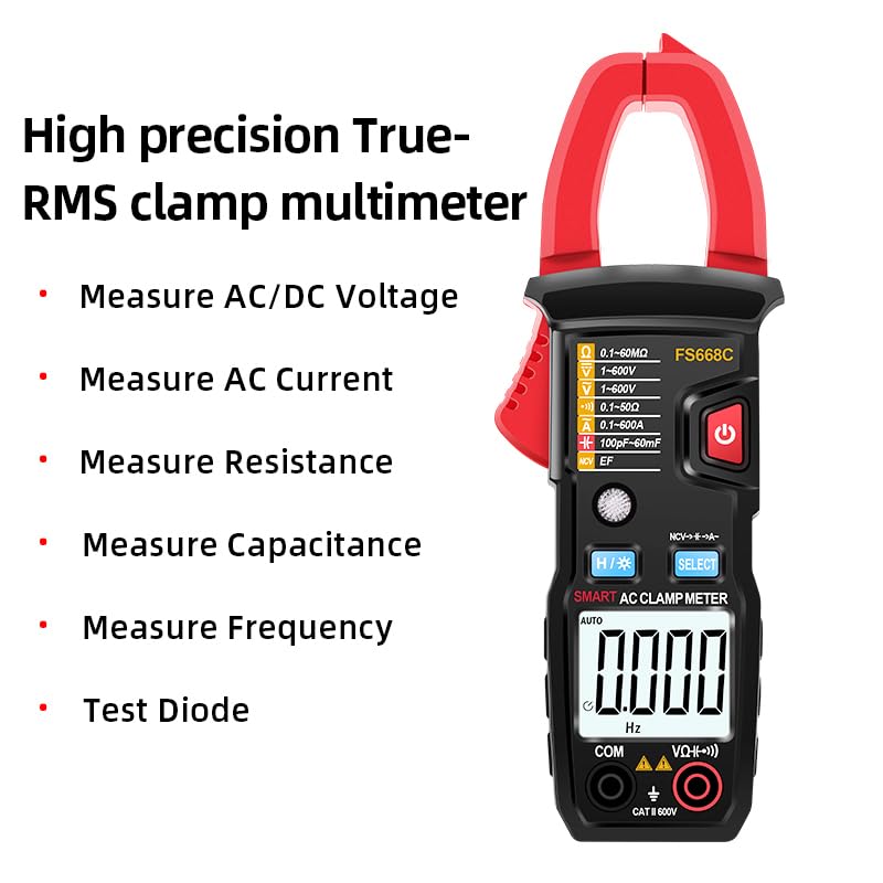 NEWDRU VoltGuard Pro Digital Clamp Meter | 6000 Counts Multimeter with Non-Contact Testing | Measures AC/DC Voltage, Current, Resistance, Capacitance & Frequency | High Accuracy & Multi-Use - Image 7 thumbnail