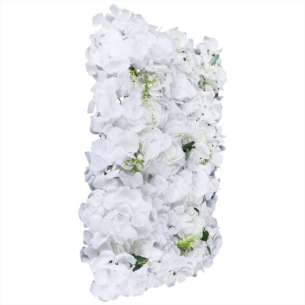 Artificial Flower Wall,Floral Background Decoration Panel,Flowers Panel Decor,Artificial Silk Flower Wall Panel,Faux Flowers Combo Set for Banquet,Wedding 15.75*23.62*0.79in 12 Pcs (White)