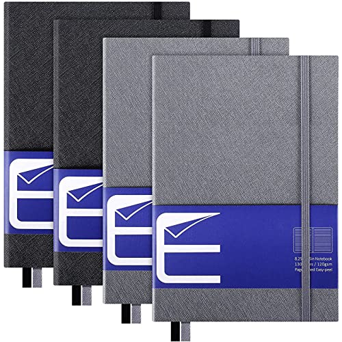 EOOUT 4 Pack Notebooks Lined Journal Notebooks A5 Luxury Journals for Writing, Hardcover Executive Notebooks for Work, Travel, College or Business, 130 Pages 120gsm Thick Paper, Medium 5.75"x 8.25"