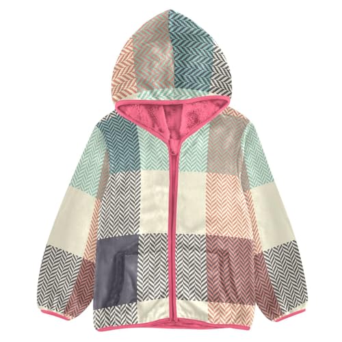 GuoChe Buffalo Plaid orange Girls Sherpa Lined
