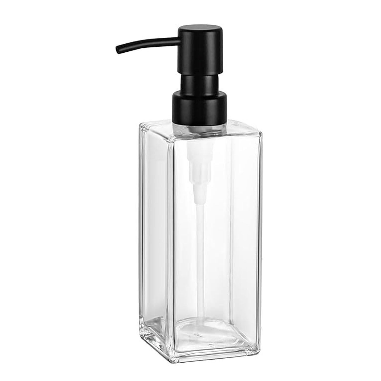 Kxaoxgrc Clear+2 Black Pumps Glass Soap Lotion Dispenser Set, Hand Soap Lotion Dispenser 12 Oz Glass Leak-Proof Multicolor With 2 Pump Heads(Clear+2 Black Pumps)