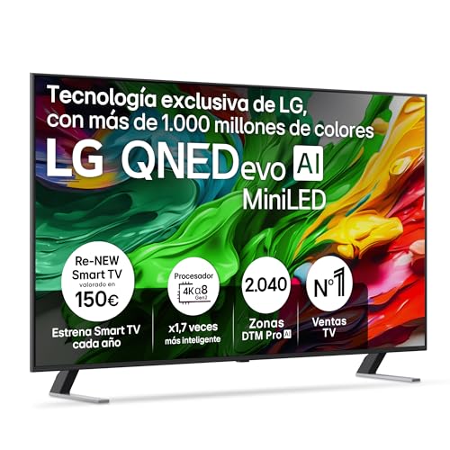 LG 65QNED85A6C – TV 65″, 4K QNED EVO, Smart TV, WebOS 25, Procesador Potente e Inteligente, MiniLED AI, Super Upscaling, Dolby Vision y Dilgital Plus, Alexa/Google Assistant, Negro
