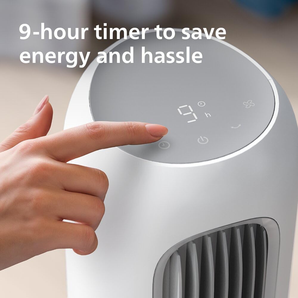 Philips Ventilatore a torre Serie 5000 - Potente 8,1 m/s ma ultra-silenzioso 24 dB, basso consumo energetico, 5 velocità, modalità Sleep, timer 9 ore, oscillazione 80°, Bianco (CX5550/00)