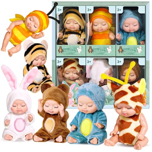 6 Pcs Sleeping Rebirth Dolls with Clothes,Sleeping Rebirth Dolls, Mini Silicone Baby Dolls Realistic Mini Baby Dolls Washable Mini Reborn Cute Baby Dolls for Girls Boys Toddlers Kids (Animal Series) 6 Pcs Sleeping Rebirth Dolls with Clothes,Sleeping Rebirth Dolls, Mini Silicone Baby Dolls Realistic Mini Baby Dolls Washable Mini Reborn Cute Baby Dolls for Girls Boys Toddlers Kids (Animal Series)