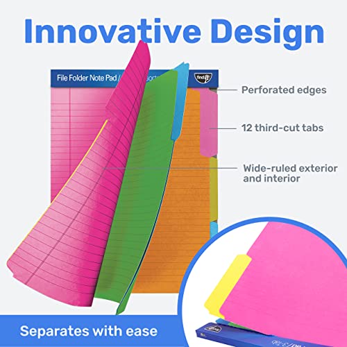 Find It File Folder Notepad - Pack of 12-9.5 x 12.5 Inch Notebook Organizer Folders for Filing, Document, and Clipboard Organization - Assorted Neon Colors - Image 4