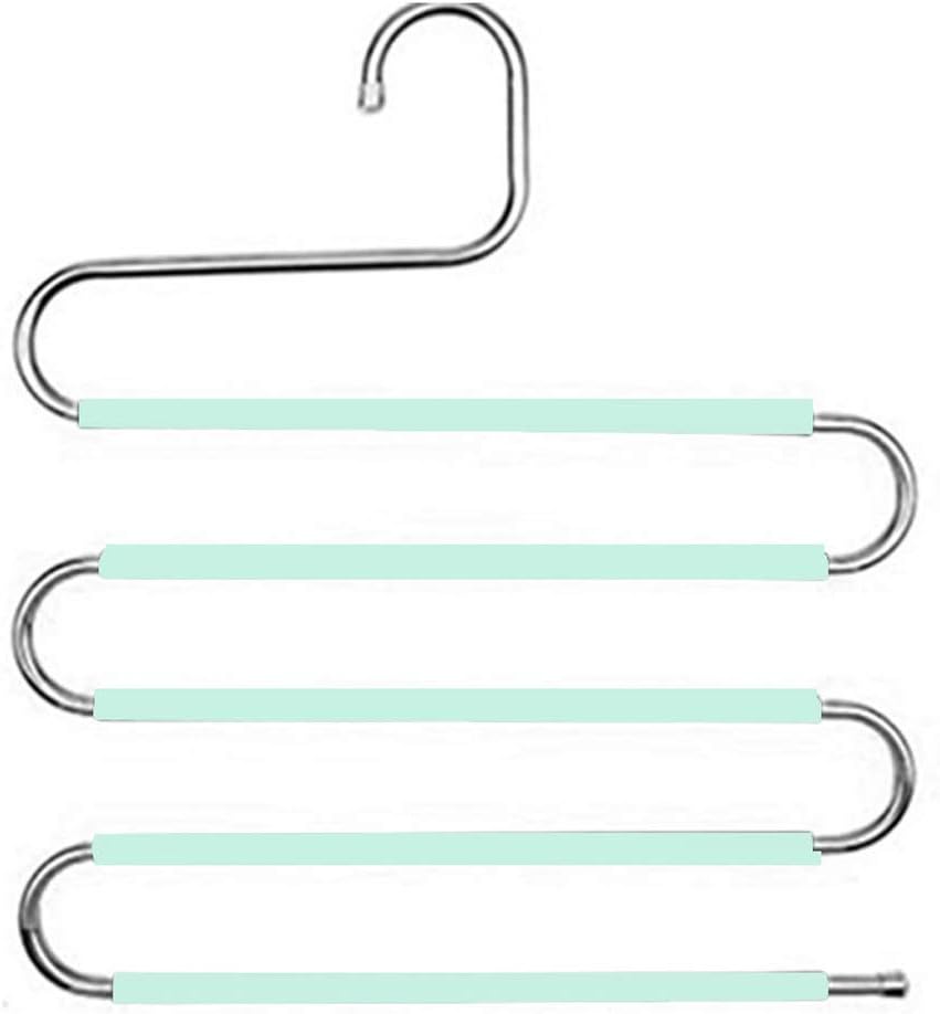 5 Layers S Shape Clothes Hangers Pants Storage Hangers Cloth Rack Multilayer Storage Closet Organizer Clothes Drying Hanger (Color : Black)