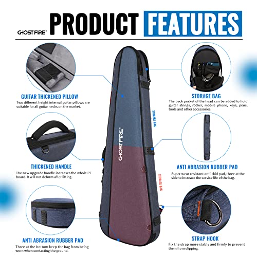 Ghostfire High-End Electric Guitar Gig Bag Super Thick Fit St/Tl ，Lp/Sg An Expansion Package Is Attached (Electric Guitar Gig Bag-Blue) #TOP1