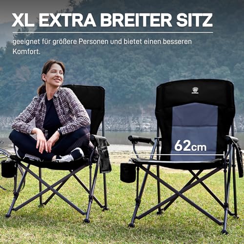 EVER ADVANCED Campingstuhl Faltbar 230KG Belastbar XL 62cm Sitzbreit – Ansicht 2