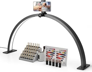 VEVOR Desktop Halbmondlicht für Nägel mit Telefonhalter (30 W 76 cm lang) Nageltechniklicht, Nageltischlampe mit einstellbarer Helligkeit, LED-Tischleuchte für Nageltechniker Wimpernverlängerung