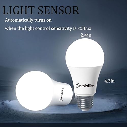 Miniatura 3 de Bombillas LED para exteriores, base E26, A19, para porche, sensor de luz diurna, bombillas LED de encendidoapagado automático para escaleras,