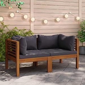 FWIKDUN FWIKDUN Ecksofa-Set 2 Stück mit Dunkelgrauen Kissen aus Massivholz Teak für Außenbereich, Langlebiges Akazienholz Sofa-Eckteil mit Polsterung, Modular Konfiguration FWIKDUN FWIKDUN Ecksofa-Set 2 Stück mit Dunkelgrauen Kissen aus Massivholz Teak für Außenbereich, Langlebiges Akazienholz Sofa-Eckteil mit Polsterung, Modular Konfiguration