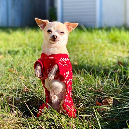 Image of CuteBone Soft & Stretchy Christmas Dog Pajamas - Cozy Pet Jammies Breathable Jumpsuit for Small Dogs - All-Season Comfy Outfit Easy-On Pullover Design - Keeps Pets Warm & Comfortable P18S