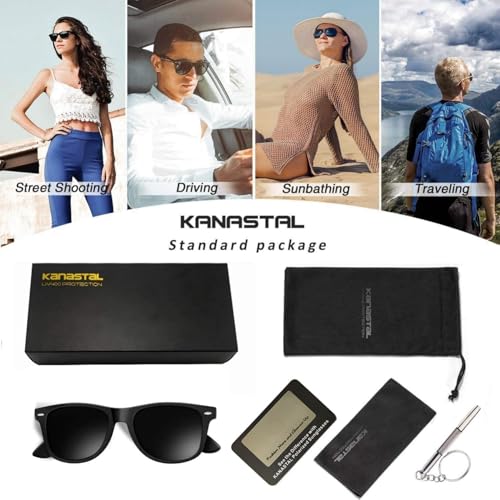 Miniatura 7 de Kanastal Gafas De Sol Hombre Polarizadas Negras Oscuras Gafas De Sol Mujer Negro Cuadradas Vintage Retro Protección Uv Para Conducir Pesca Golf Men Sunglasses - Negras Mate