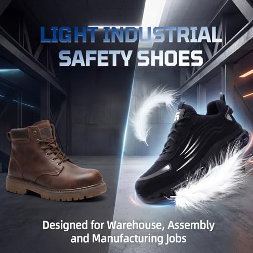 Image of Steel Toe Work Shoes for Men Lightweight Safety Shoes with Puncture Resistant Sole Comfortable Construction Industrial Work Shoe for Warehouse