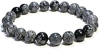 Vista 30 de Pulsera de turmalina negra, pulsera de cristal curativo natural para mujeres y hombres, pulsera de cuentas redondas de 0.315 in para espiritual