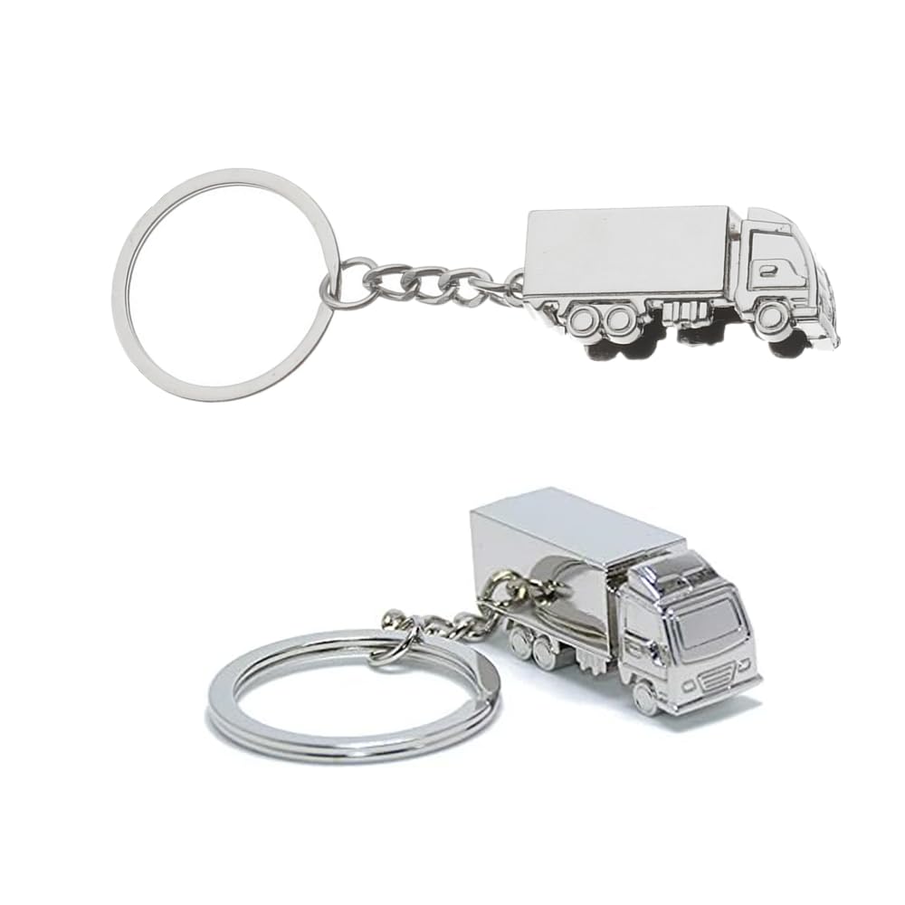 WTUSGA2 PCS Truck Keyring Creative Lorry Car Key Ring Lorry Driver Gifts Metal KeyChain Lorry Accessories for Men Women(Silver)
