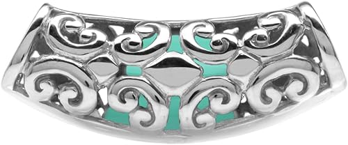 Miniatura 20 de Silvershake Colgante de diapositiva con incrustaciones de filigrana de plata de ley 925 chapada en oro blanco