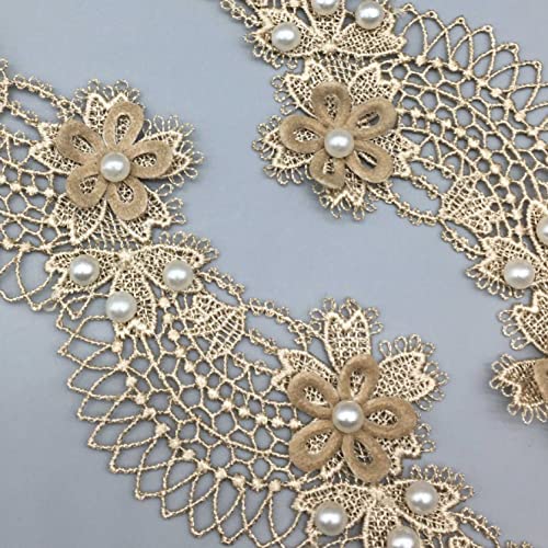 1 Yard Flower Pearl Lace Ribbon Embroidered Lace Trim Fabric Sewing Edging Crafts Home Wedding Party Dress Decoration #TOP5