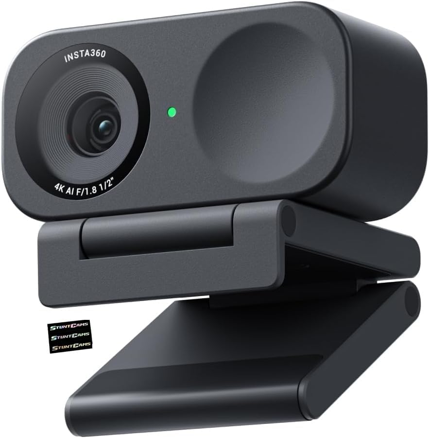 Insta360 Link 2C - 4K Webcam for PC/Mac, 1/2" Sensor, Auto Framing, HDR, AI Noise-Canceling Mic, Gesture Control for Streaming, Video Calls, Gaming, Works with Zoom, Teams Web Cam Camera
