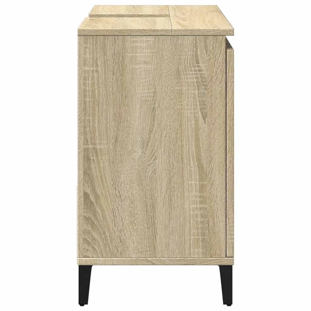 vidaXL Armoire de Salle de Bain, Meuble de Rangement avec Tiroirs et Compartiment, Organisateur de Toilette Maison Intérieur, Chêne Sonoma
