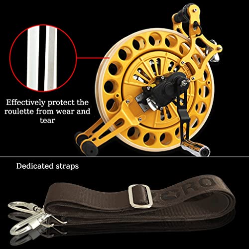 Enrollador de cometas amarillo de 32 cm con mango de rueda y bloqueo 3