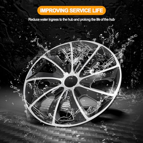 OCPTY Car Wheel Rim Skin Cover Hub Caps Hubcap Wheel Cover Gloss Black & Silver Replacements for OEM Steel Wheels, High Grade ABS with Retention Ring 4 Pack 15 inch - Image 5