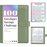 Sooez 100 Envelopes Money Saving Challenge, Savings Challenges Book with Envelopes, Flexible Saving $5050, $2600, $300, Savings Binder with 100 Pocket Pre-Number & Reusable Laminated Tracker
