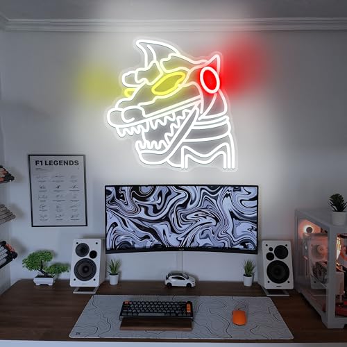 Image of Heliwey Mecha Monsters Neon Sign for Bedroom Wall Decor LED Neon Monsters King Wall Art Trendy Light for Gaming Room Mecha Dinosaur Sci-Fi Gifts