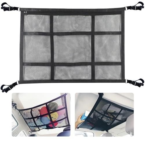 HOZOMT Car Ceiling Cargo Net for SUV,35.4'X25.6' Car Ceiling Storage,Load Capacity Automotive Cargo...