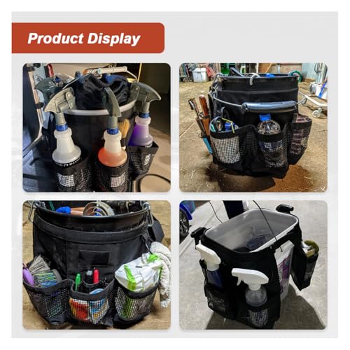 UHANBUT 5 Gallon Bucket Tool Organizer Bag, Multi-Purpose Car Bucket Wash Tool with Mesh Storage Pockets, Universal Vehicle Cleaning Supplies Accessories for Home, Gardening, Fishing