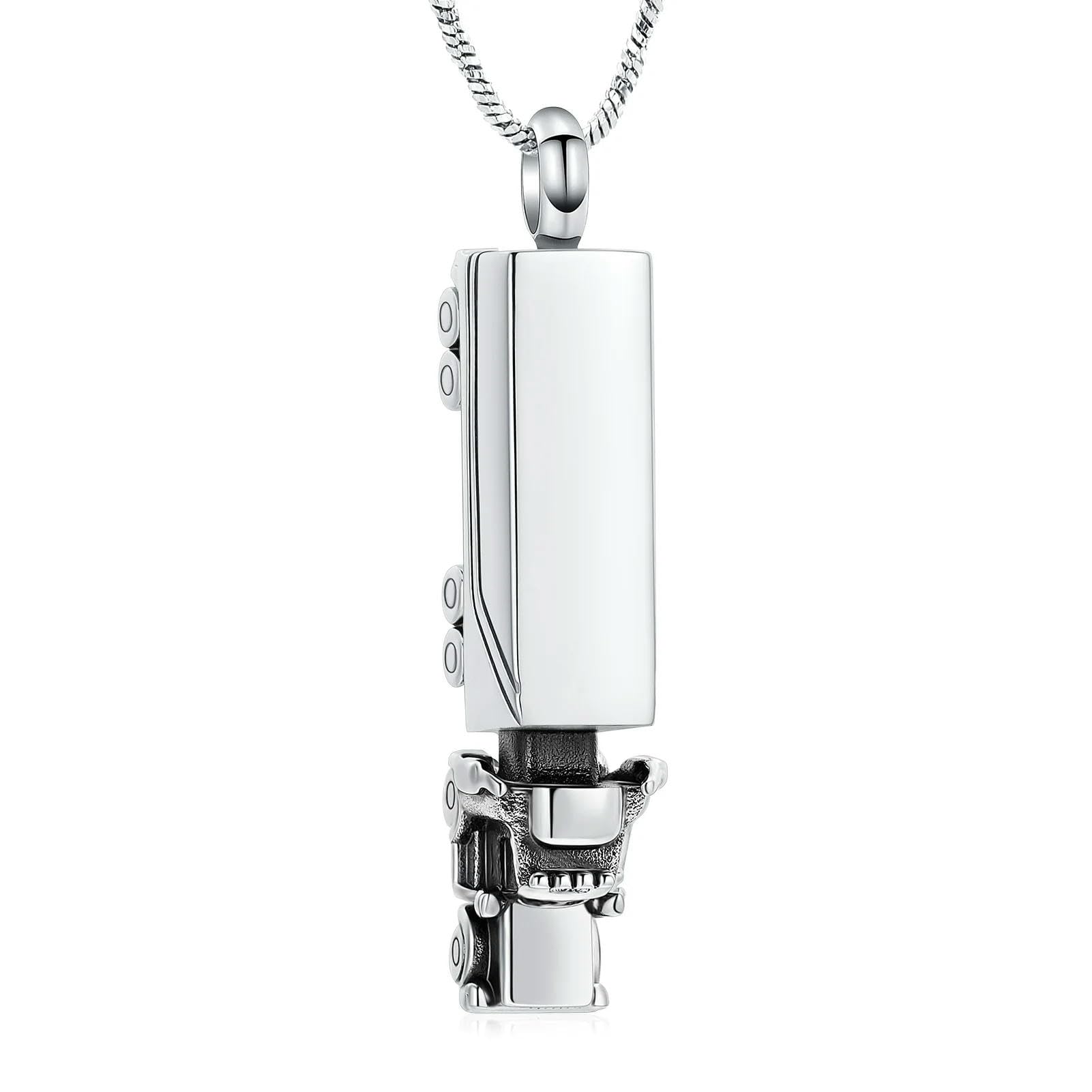 Collier pour cendres semi-camion 18 roues en argent pour hommes