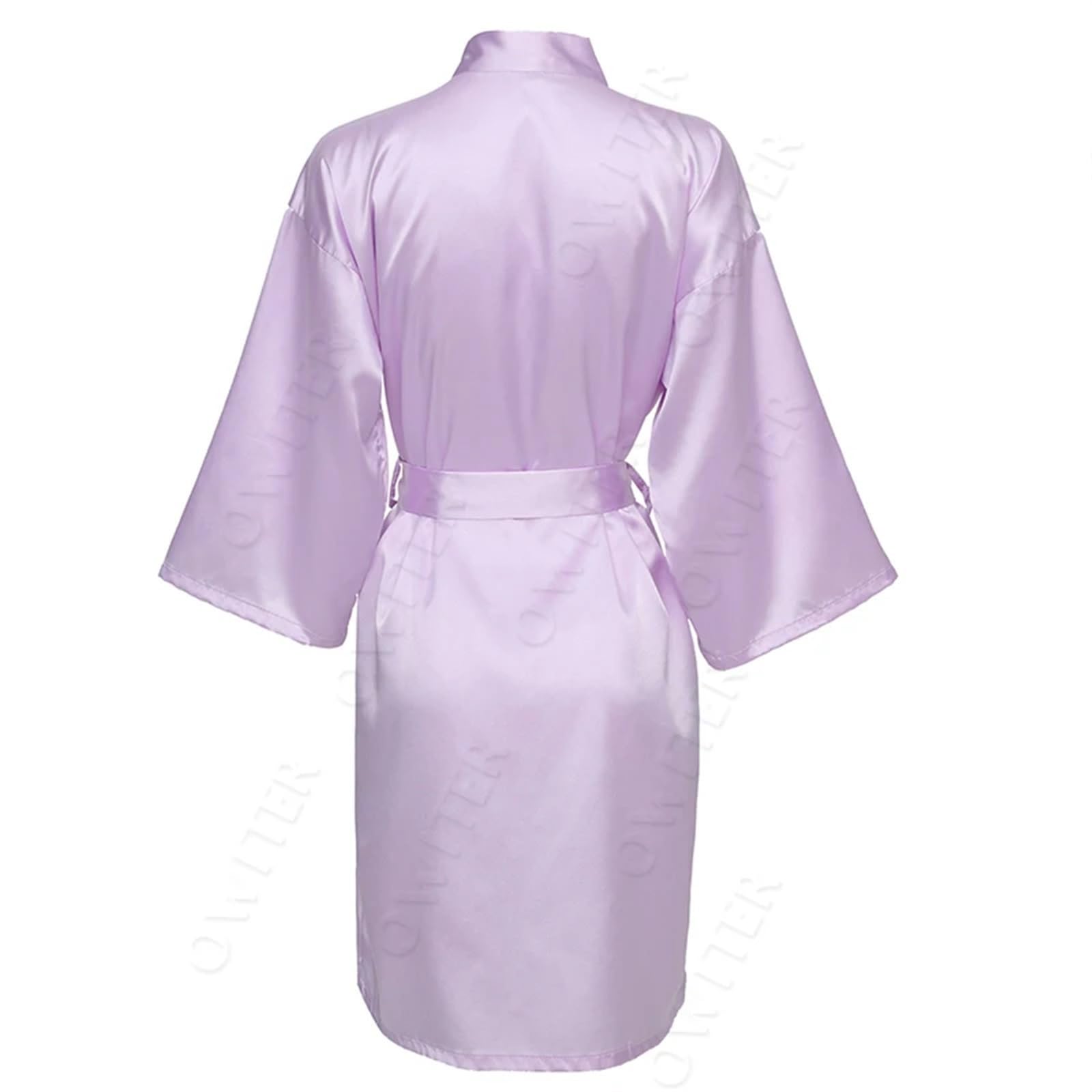 Bata de satén para dama de honor, bata corta de satén para mujer, bata de baño, ropa de dormir, talla grande (Landvenr, personaliza tu texto)