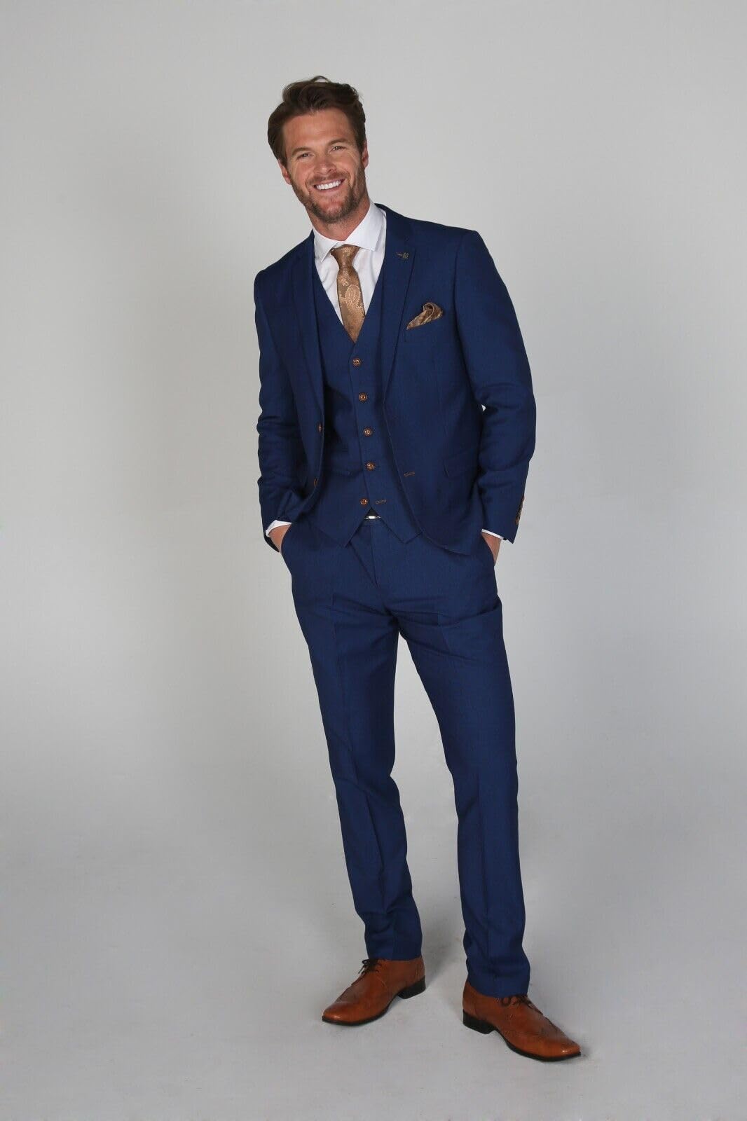 SIRRI Abito da Uomo da Uomo vestibilità Slim Blu Reale da Matrimonio, Set Formale da 3 Pezzi Venduto separatamente
