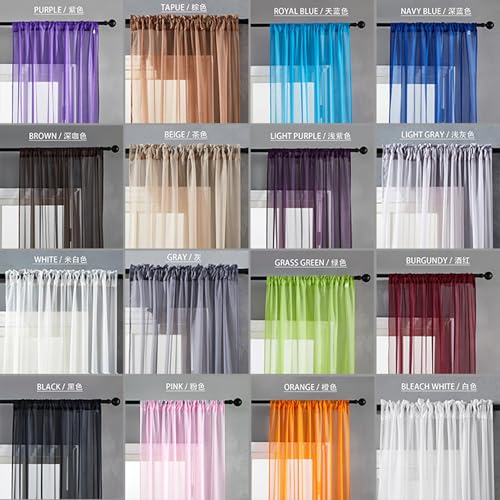 Rideau voilage 235 x 200 rose transparent de salon - 5
