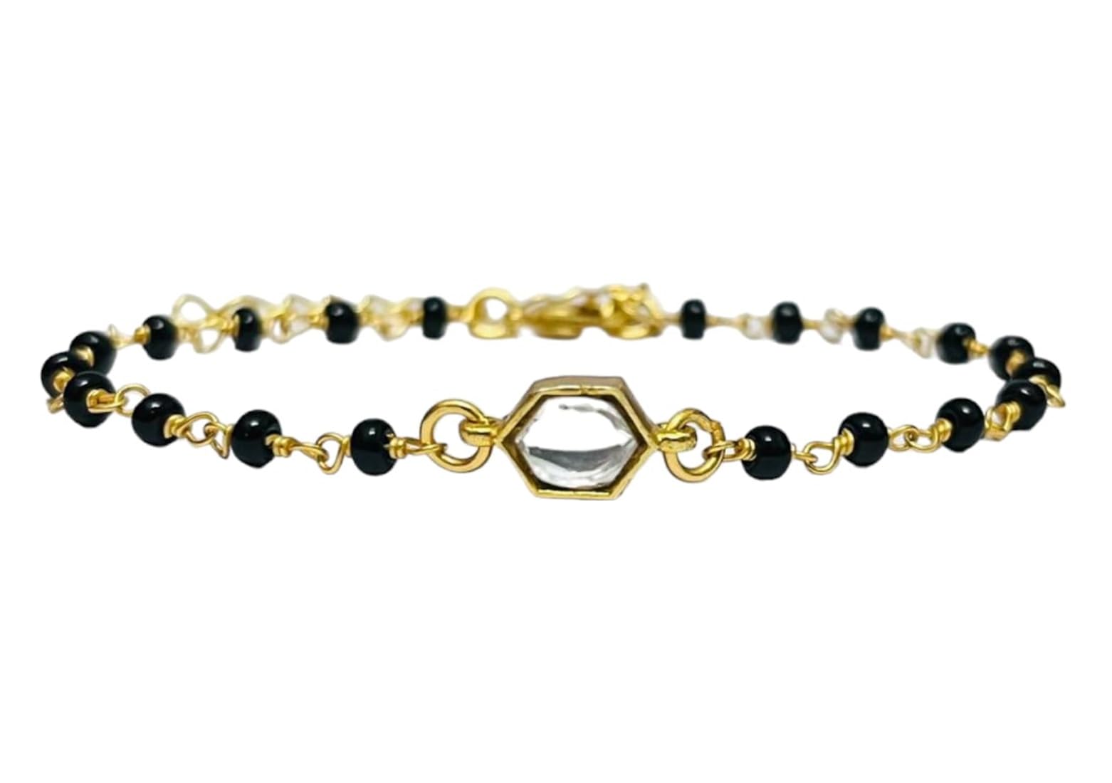 LBV 925 Sterling Silver Gold Plated White Kundan Mangalsutra Bracelet for Women (B0CS3WHFQ9) Amazon Price History, Amazon Price Tracker