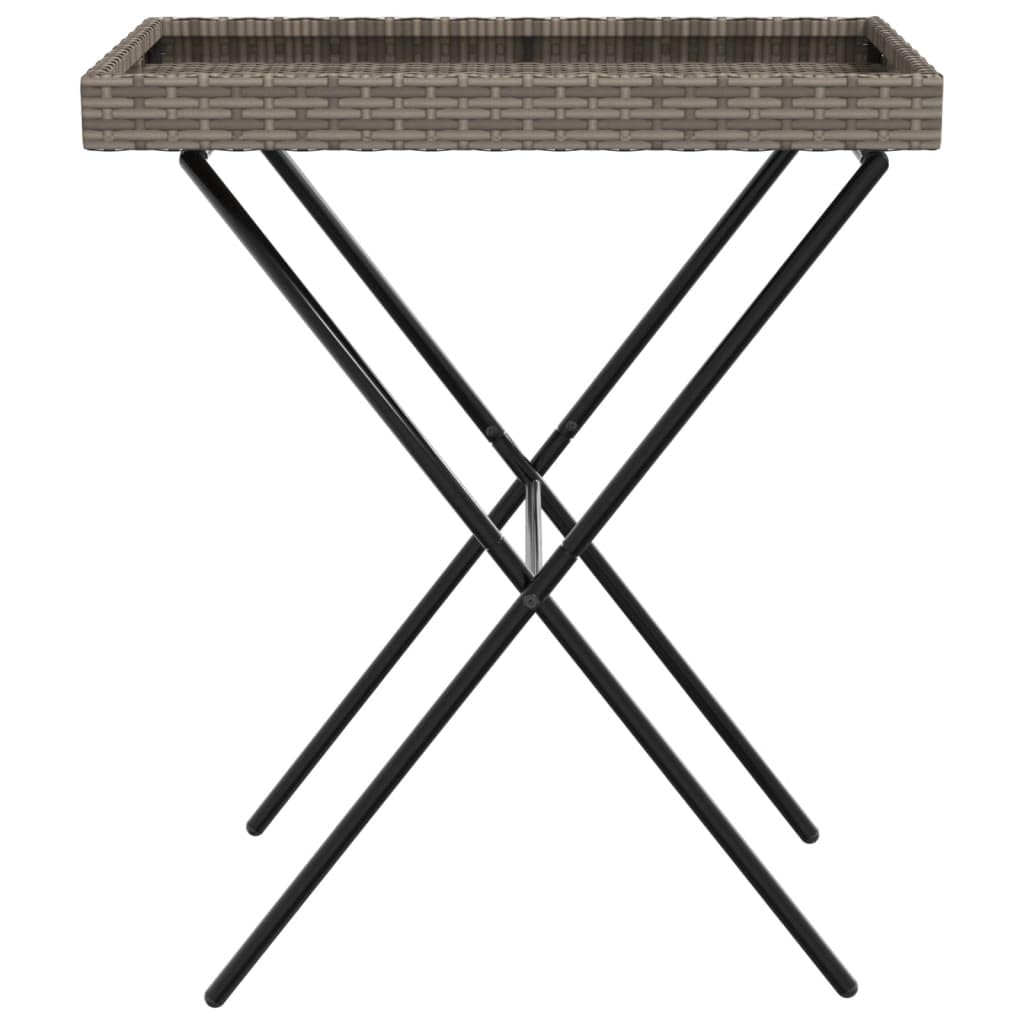 vidaXL Mesa con Bandeja Plegable ratán sintético Gris 65x40x75 cm
