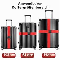 WISYOK Koffergurt, 2 Stück, 130-250cm, Rot, Kofferband Gurt Auffällig – Ansicht 3