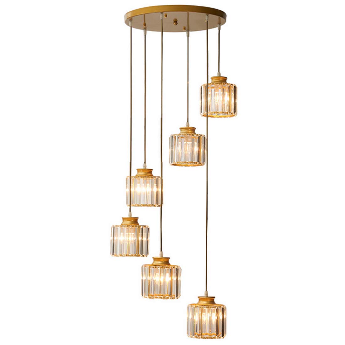 Crystal Chandelier Pendant Light Modern Stairs Living Room Vintage Adjustable Long Pendant Lamp for Villa Dining Room Kitchen Bar Study Office Retro Classic Design Decorative Lighting Height 200 cm