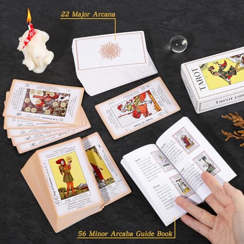 Image of Tarot Cards with Guide Book, 78 Classic Original Tarot Cards Deck Fortune Telling Game with Meanings on Them for Beginners to Expert