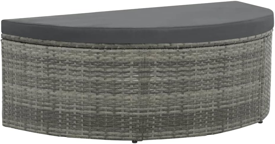 2 Seater Patio Sofa with Cushions and Parasol Gray Poly Rattan Loveseats