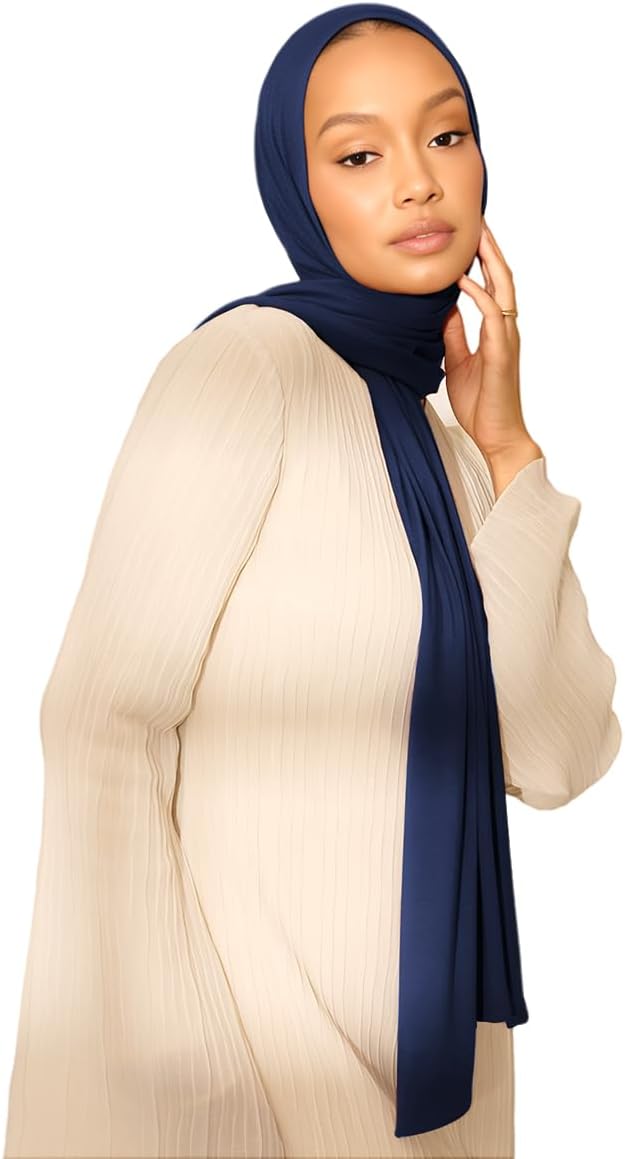 Hijab Scarf for Women Soft Muslim Hijabs Head Wrap Scarves Fashion Long Hair Shawls Stretchy Muslin Headscarf