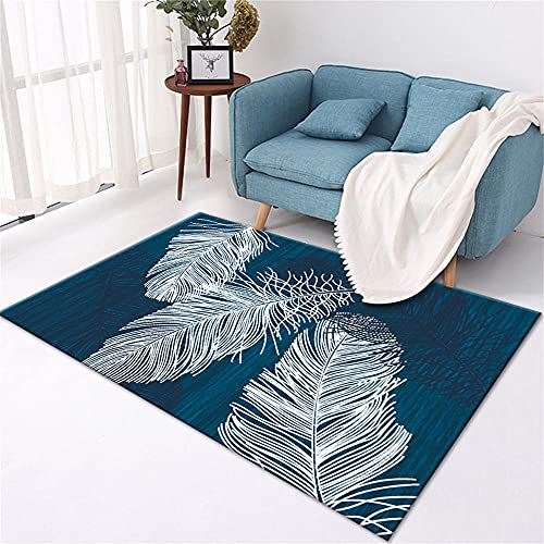Tapis lavable en machine bleu sans poils pour entretien facile