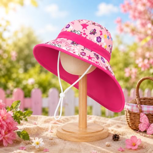 Image of VRITRAZ Sun Protection UPF50+ Bucket Hat Toddler Summer Beach Play Hats with Neck Flap for Girl, Boy, Kids Summer Hat, Bucket Hat for Kids Ages 3-10 Years