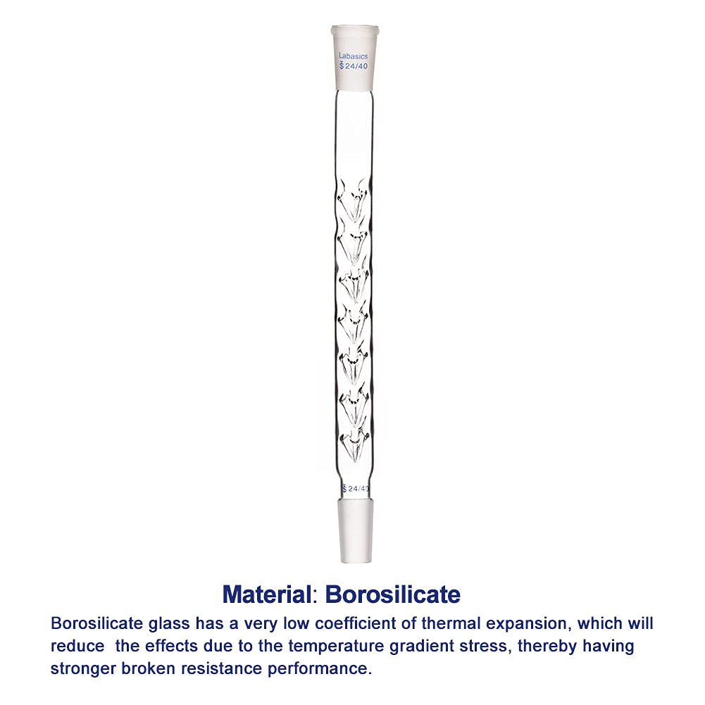 Labasics Vigreux Column, 24/40 Joints Borosilicate Glass Fractional Column Vigreux Distillation Column with Indentations and 200 mm Length for Laboratory