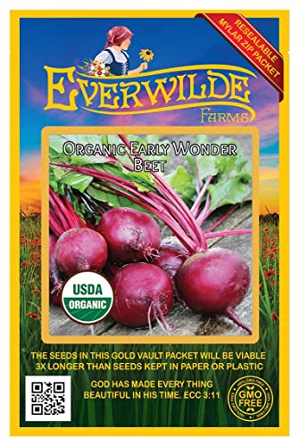 Everwilde Farms - 500 Organic Early Wonder Beet Seeds - Gold Vault Packet