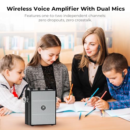 Image of 50W Voice Amplifier with 2 Mics,Microphone with Speaker | Portable Sound System with Microphone,Bluetooth Speaker Megaphone for Teachers, Classroom, Outdoor, Events -S98Plus
